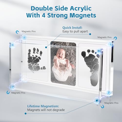 image for Lubber Baby Handprint Footprint Ink Pad Kit With Magnetic Acrylic Phot