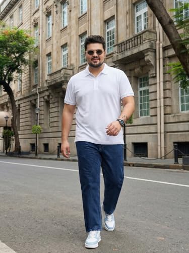 Image of Urbano Plus Men's Relaxed Fit Washed Denim Jeans Non-Stretchable
