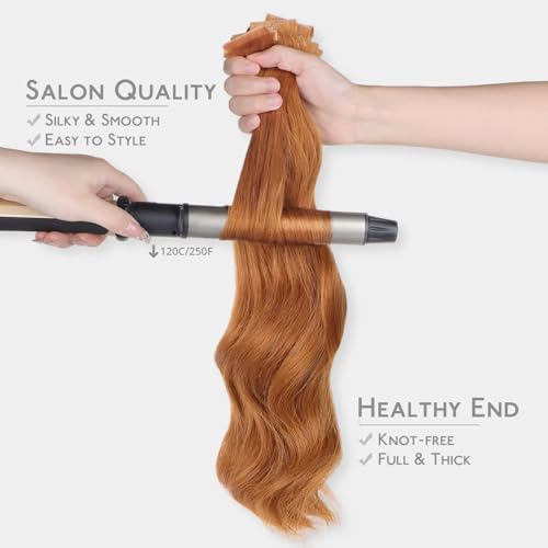Image of WENNALIFE Invisi Edge Tape in Hair Extensions Human Hair | 22 Inch 50g 20pcs Auburn Ginger Invisi Remy Hair tensions Natural Seamless Injected Tape Ins Straight