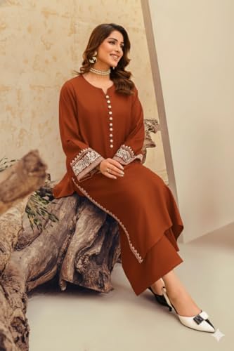 Image of Faiz TEXTLE Women Embroidered Kurta Set |Viscose Rayon Printed A Line Kurta with Palazzo Set | Women Ethnic Wear Dress| Indian Casual Office Daily Summer Outfit