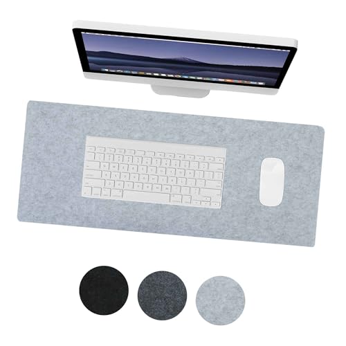 GLIDESMOOTH デスクマット フェルト マウス対応 デスクパッド 大型マウスパッド オフィス ゲーム 家庭 装飾用 防水 断熱 耐久性 ライトグレー 70*30cm オフィス用品