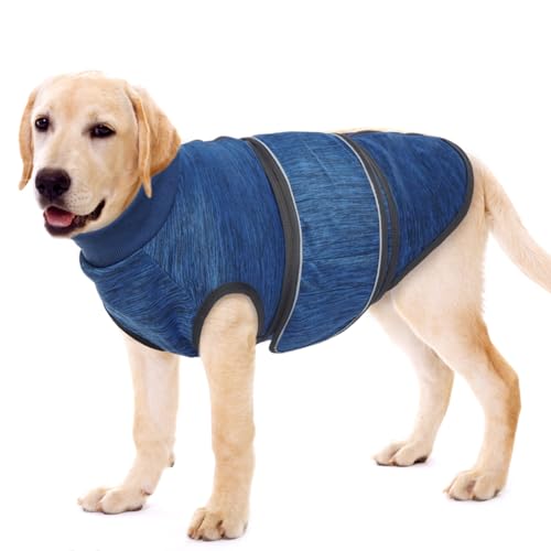 Image of Dog Anxiety Jacket - Blue, Large - Adjustable Anxiety Relief Coat Wraps for Fireworks, Thunder, Travel, Separation, Soft Dog Calming Vest Anti Anxiety Shirt for Basset Hound, Siberian Husky