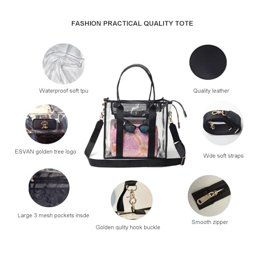 Bolso Tote Transparente Grande con Correa Ajustable miniatura 4