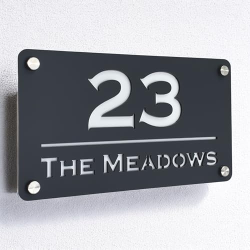 The House Sign Company – York Personalised House Sign | 24cm X 13cm | Acrylic Door Plaque with Name or Number | Weatherproof Outdoor House Name Plate