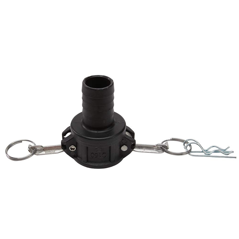 1 1/2" PVC Camlock Hose Shank Fitting - Plastic Hose Barb Coupler - Poly Type C Female Cam Lock Hose Adapter - Barbed Hose Cam & Groove Coupler