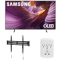Samsung QN55S85FAFXZA 55 Inch OLED HDR 4K Smart TV with a Walts TV FIXED-MOUNT-43-90 TV Mount for 43"-98" TVs and Amber Protection 3-Outlet-Surge Surge Protector (2025)