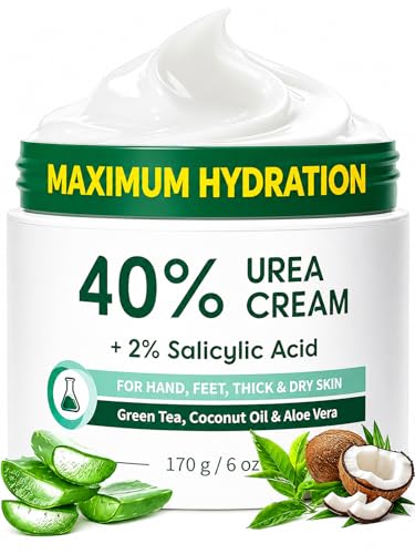 FAMIKYA Urea Cream 40 Percent for Feet Maximum Strength, Foot Cream for Dry Cracked Heels, Callus Remover with 2% Salicylic Acid, Moisturizer for Hands Elbows Knees Rough Skin