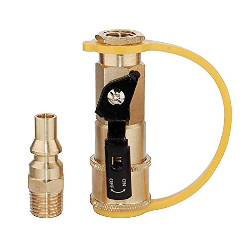 Gaoominy 1/4 Inch Rv Propane Quick Connect For Propane Hose, Propane Or Natural Gas 1/4 Inch Quick Connect Or Disconnect Kit - Shutoff Valve & Full Flow Plug