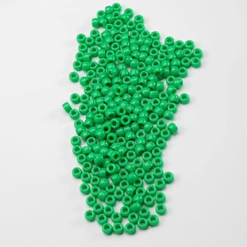 Image of 1000 Pcs Acrylic Pony Beads 6x9mm Bulk for Bracelet Necklace Jewelry Making Earring Hair Braiding Kandi Beads (green2)