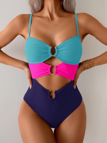 Image of Eomenie Womens Cutout One Piece Swimsuit with Ring Linked Sexy Monokini Bathing Suit for Beach Vacation