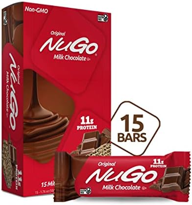 NuGo Protein Bar, Chocolate, 11g Protein, Gluten Free, 15 Count