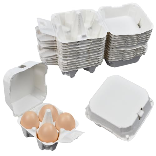 UHETLET 12 Pezzi Scatole per Uova in Cartone Portauova in Polpa Contiene 4 Uova Vassoi Impilabili per Uova di Gallina Scatole per Uova con Coperchio per Imballaggio Trasporto e Frigoriferi