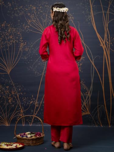 Image of VredeVogel Kurta Set with Dupatta | Embroidered Viscose Rayon Kurta Pant Set for Women | Women's Ethnic Casual Kurti Set