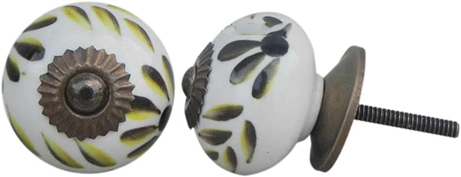 Indian Shelf 25 Pieces Sunflower Dresser Knobs Ceramic Cabinet Hardware Yellow Furniture Cabinet Pulls