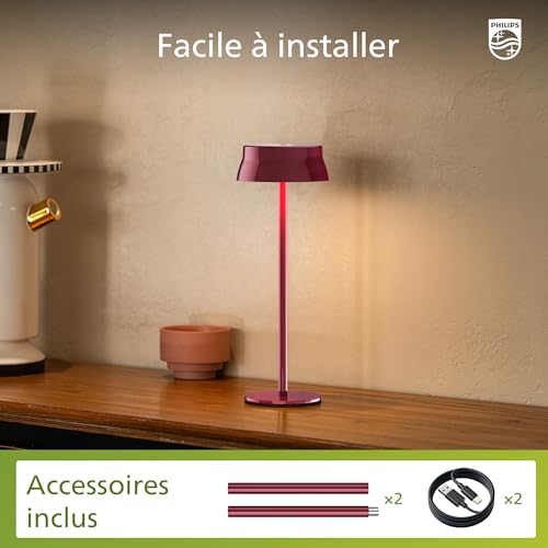 Miniatura 6 de PHILIPS - Lámpara de mesa inalámbrica, escritorio LED portátil para exterior, alimentada por batería recargable, 2 alturas ajustables, control táctil y 3 colores con atenuación continua, impermeable