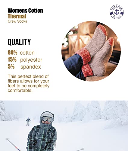 Image of Yacht & Smith 36 Mens & Womens Cotton Thermal Crew Socks, Cold Weather Boot Sock Shoe Size 8-12