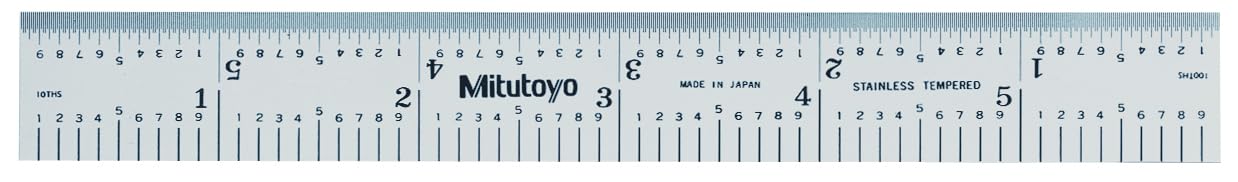 Mitutoyo 182-108, Steel Rule, 6/150mm ( 1/10, 1/50, 1mm, 0.5mm), 3