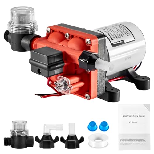 Pindex 12V 4-Chamber RV Fresh Water Pressure Pump with Pressure Switch 11 3 LPM 3 GPM 55 PSI 3 8 Bar Automatic Self Priming Diaphragm Water Pump for Motorhome Caravan RV Boat Yacht