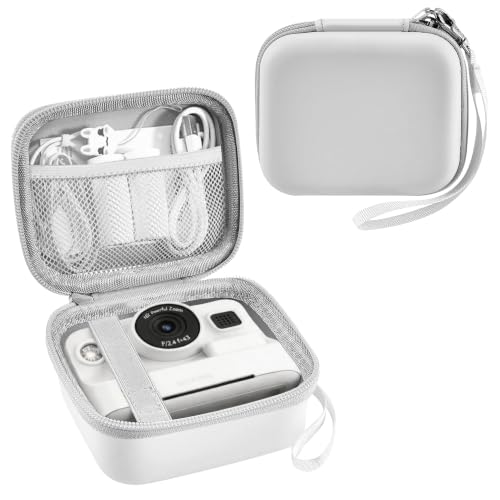 Image of Leayjeen Kids Instant Print Camera Case for Dylanto - White | Classic White Design, Compatible ESOXOFFORE /Dylanto /GKTZ /HiMont, EVA Hard Shell, Shoulder Strap (Case Only)