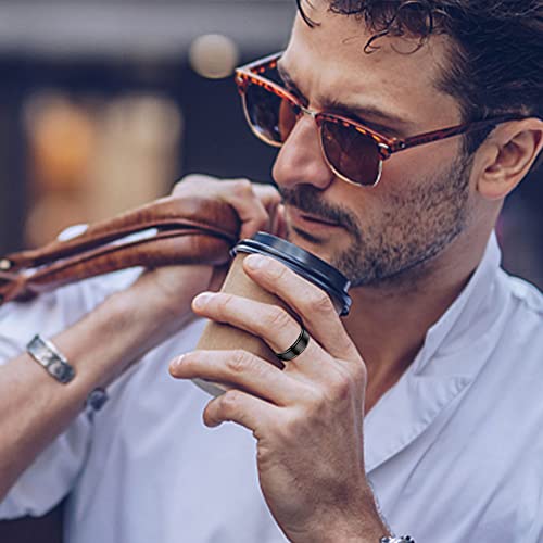 Diamday 8Mm Brushed Matte Men's Ring Stainless Steel Classic Black Silver Wedding Bands For Men Comfort Fit Size 9 #TOP2