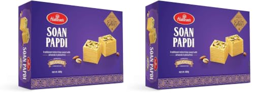 Image of Haldiram's Cow Ghee Soan Papdi, 400Gm, Indian Sweets Diwali Gift Pack (Pack of 2)