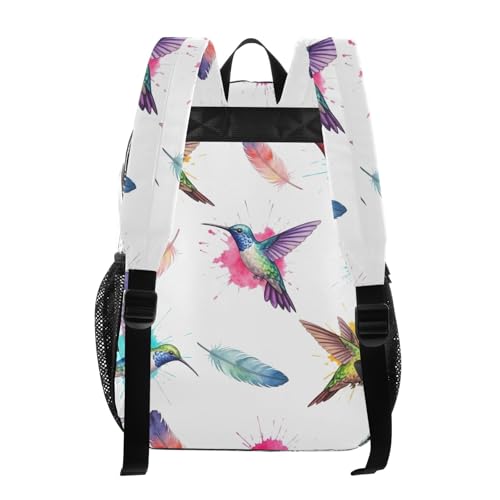 Travel Clear Backpack Floral Girls Backpack for Kids Approved Shoulder Bag Colorful Hummingbirds Watercolor3