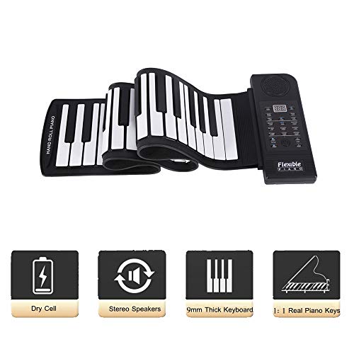 Portable 61-Keys Roll Up Piano, Soft Silicone Flexible Electronic Digital Music Keyboard Piano Fit For Piano Beginner Support Recording, Playback, Programming #TOP5