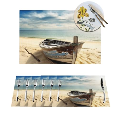 Set de table bateau sur la plage lot de 4 pour vos repas de fêtes