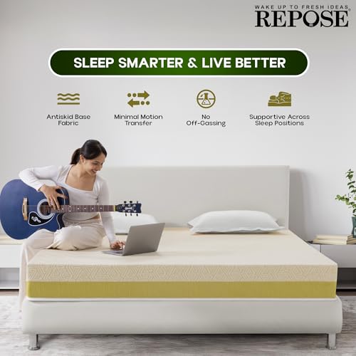 Image of Repose Latexo Natural Latex Mattress | 5 Years Warranty,Queen Size Bed, Medium Firm, HR Foam with Latex, 6 Inch (72x60x6 Inchs)