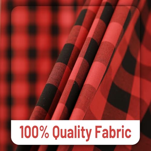Buffalo-Curtains-2-Panels-Buffalo-Check-Window-Curtains-Room-Darkening-Blackout-Drapes-Farmhouse-Rustic-Curtains-RedBlack-52x63in Buffalo Curtains 2 Panels Buffalo Check Window Curtains Room Darkening Blackout Drapes Farmhouse Rustic Curtains RedBlack 52x63in