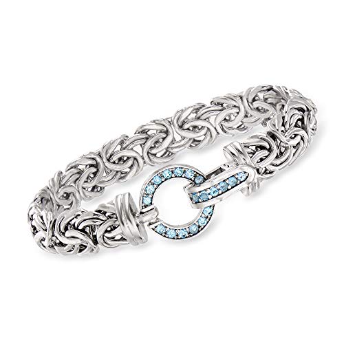 Ross-Simons 0.90 ct. t.w. Sky Blue Topaz Byzantine Bracelet in Sterling Silver