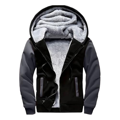 Manteau capuche polaire homme épais doublé chaud veste hiver zippée sweat décontracté