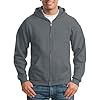 Generisch Black Hooded Pullover Zip Long Sleeve Fleece Full Zip Hoodie with Pocket Sweatshirt Plain Colours Men, darkgray, S #2
