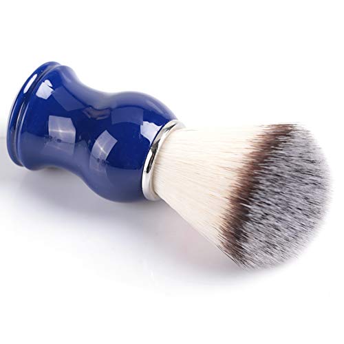 Men's Shaving Brush, Durable Shaving Brush, Resin Handle Barber Salon Use Beard Cleaning Moustache Shaving Brush (Nylon wool blue handle (no logo))