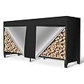 HOXHA Firewood Rack Cover Outdoor Log Rack Waterproof Cover Oxford Fireplace Wood Rack Covers Weather Resistant Outside, 8FT