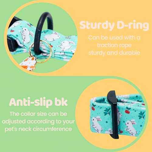 Image of Dog Collars, Easter White Rabbit Print Blue Pet Collar Holiday Cute Durable Adjustable Pendant Gift Collar with Quick Release Plastic Buckle for Large Dogs