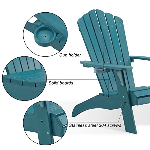 Psilvam Adirondack Chair, Oversized Poly Lumber Fire Pit Chair With Cup Holder, 350Lbs Support Patio Chairs For Garden, Weather Resistant Outdoors Seating, Relaxing Gift For Father & Mother (4, Blue) #TOP3