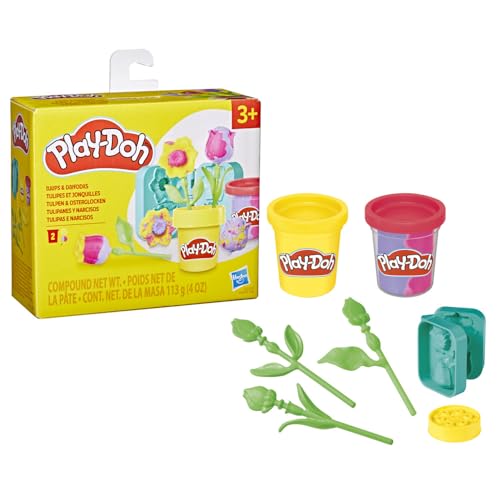 Play-Doh Tulipes et jonquilles, Coffret Floral de pâte à Modeler, Loisirs créatifs pour Filles et garçons, Cadeaux pour Enfants, dès 3 Ans