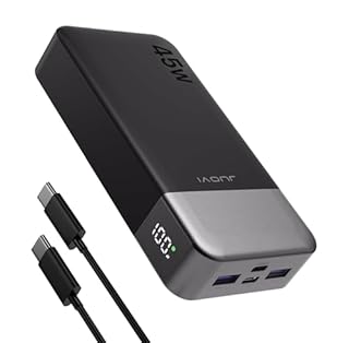 JUOVI Power Bank 20000mAh Portatile, 45W Powerbank Caricatore Portatile Ricarica Rapida, Batteria Portatile con Display Digitale, USB C In&Out Compatibile con Phone, Laptop, Tablet, PC J2621 (Nero)