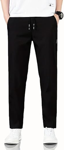 TAGDO Men's Loose Fit Solid Color Polyester Drawstring Sports Pants - Casual, and Comfortable for Outdoor Activities (5186)