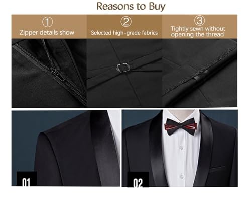 Mens 3 Pieces Classic Suit Black Satin Collar Wedding Blazer Grooms Jackets Vests Pants Suits4