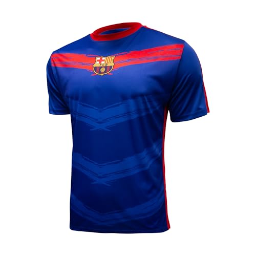 Icon Sports FC Barcelona Essential Game Day Tee - Officially Licensed Unisex Adult Short Sleeve Soccer Polyester T-Shirt Blue M