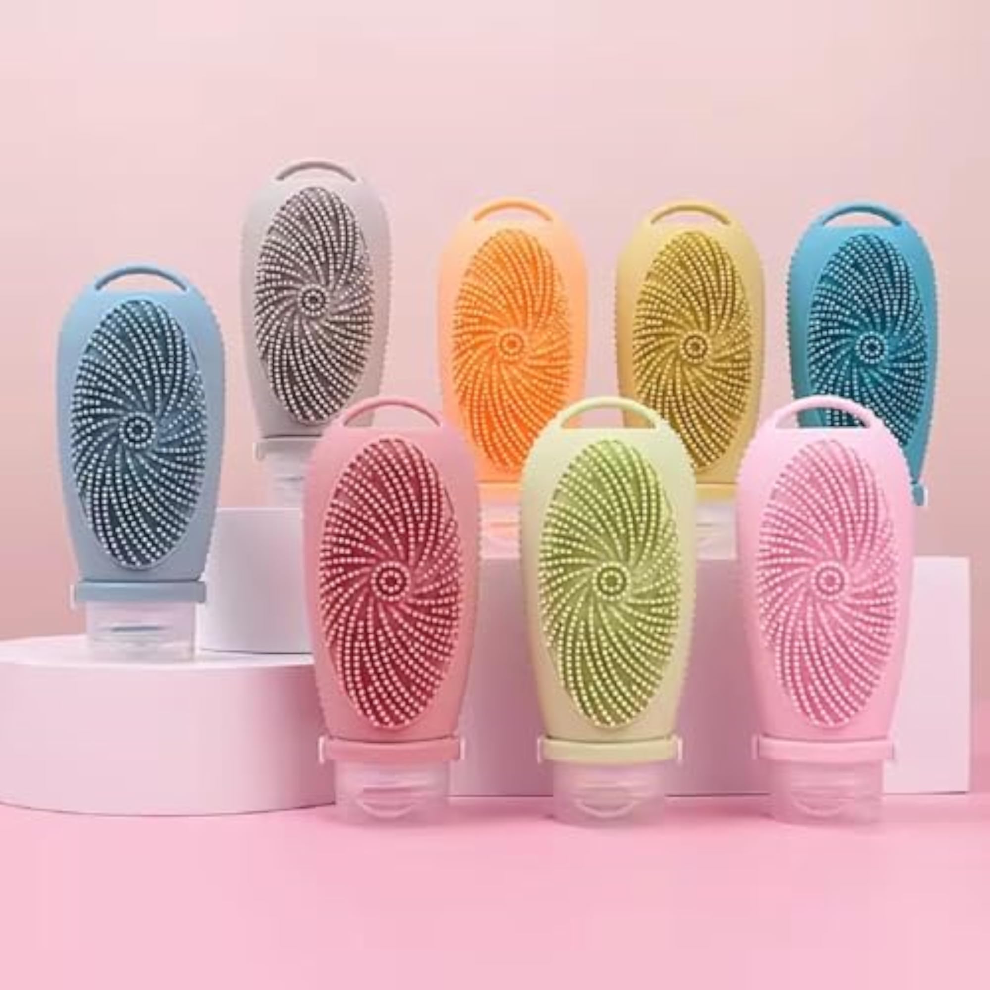 Set of 2 Refillable Squeeze Lotion Bottles with Brush