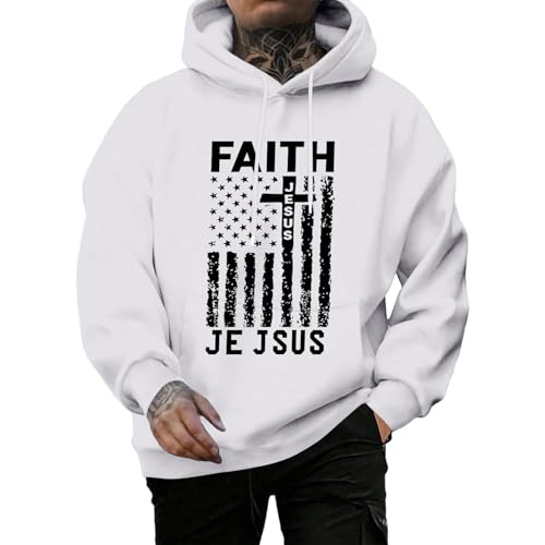 Mens Flag Hoodie Sweatshirt -Graphic Hoodie Long Sleeve Casual Sweatshirts With Pocket Fashion Pullover Fall Daily Streetwear