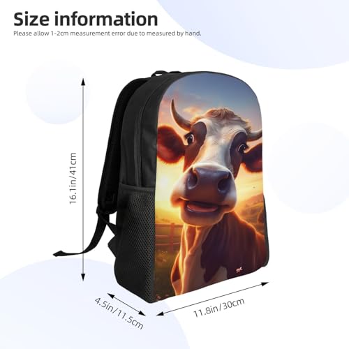 Comfort Fit Unisex Farm Animal Sunset Cow Backpack Durable for Daily Commute & Travel Adventures 16 Inch4