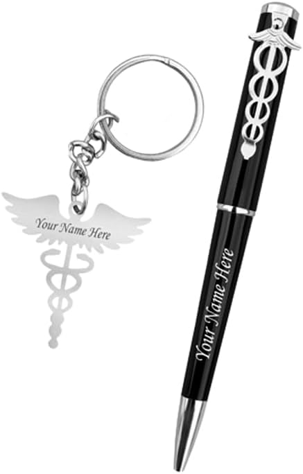 SAVRI Personalized Doctor Pen & Keychain Set – Custom Name Engraved Metal Combo Gift | Ideal for Doctors, Surgeons, MR, MS | Customized Birthday, Anniversary & Corporate Gift | Pen with Gift Box