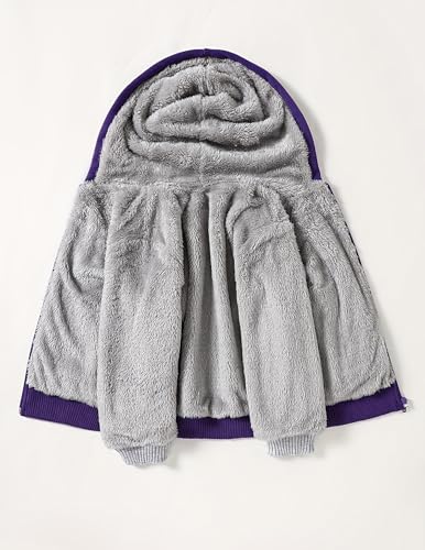 Image of Kids Zip-Up Hooded for Boys Sherpa Lined Jacket Winter Outdoor Sweatshirt Warm Coat 3-14 Years
