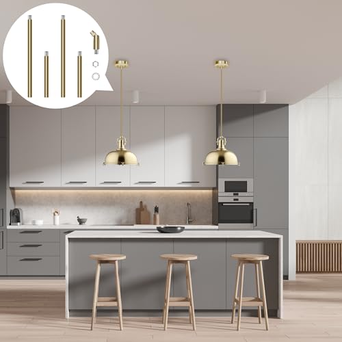 M12 Threaded Extension Poles Lighting Fixture Downrods Stems for Pendant Light, Island Lighting, Chandeliers (Brass) by MAYOMAJO - Image 7