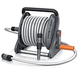 Brandson - Schlauchtrommel 20m Schlauch – Gartenschlauch Trommel Set 1/2 Zoll inkl. Anschluss 3/4 Zoll - 2 m Zuleitung – Schlauchbox mit Wandhalterung - Drehkurbel- Reinigungsspritze