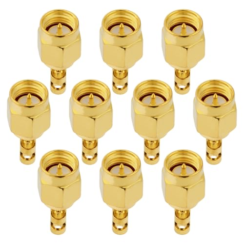 POBADY 10 PCS SMA Connectors 50 Ohm SMA Plug Solder RF Connector for 1.37mm RG178 RF Coaxial Cable